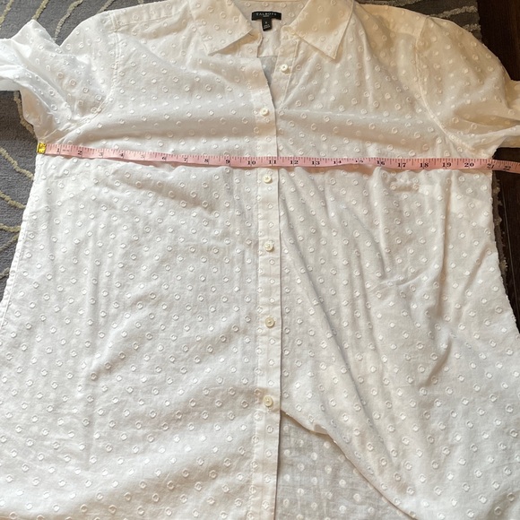 Talbots White Polka Dot Button Down Shirt Size 14W - Picture 9 of 10
